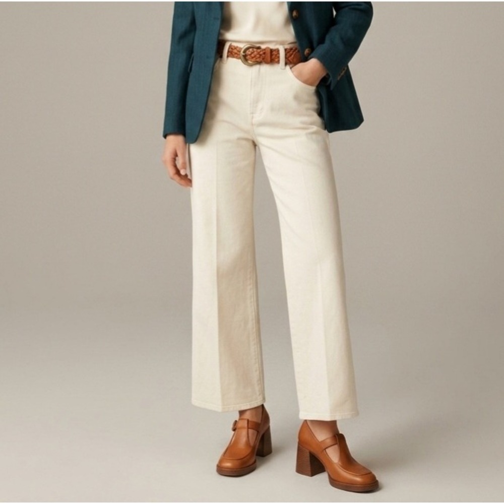 J.Crew Jeans Womens Size 27 Charley Kickout Cropped Ecru Wash High Rise Organic